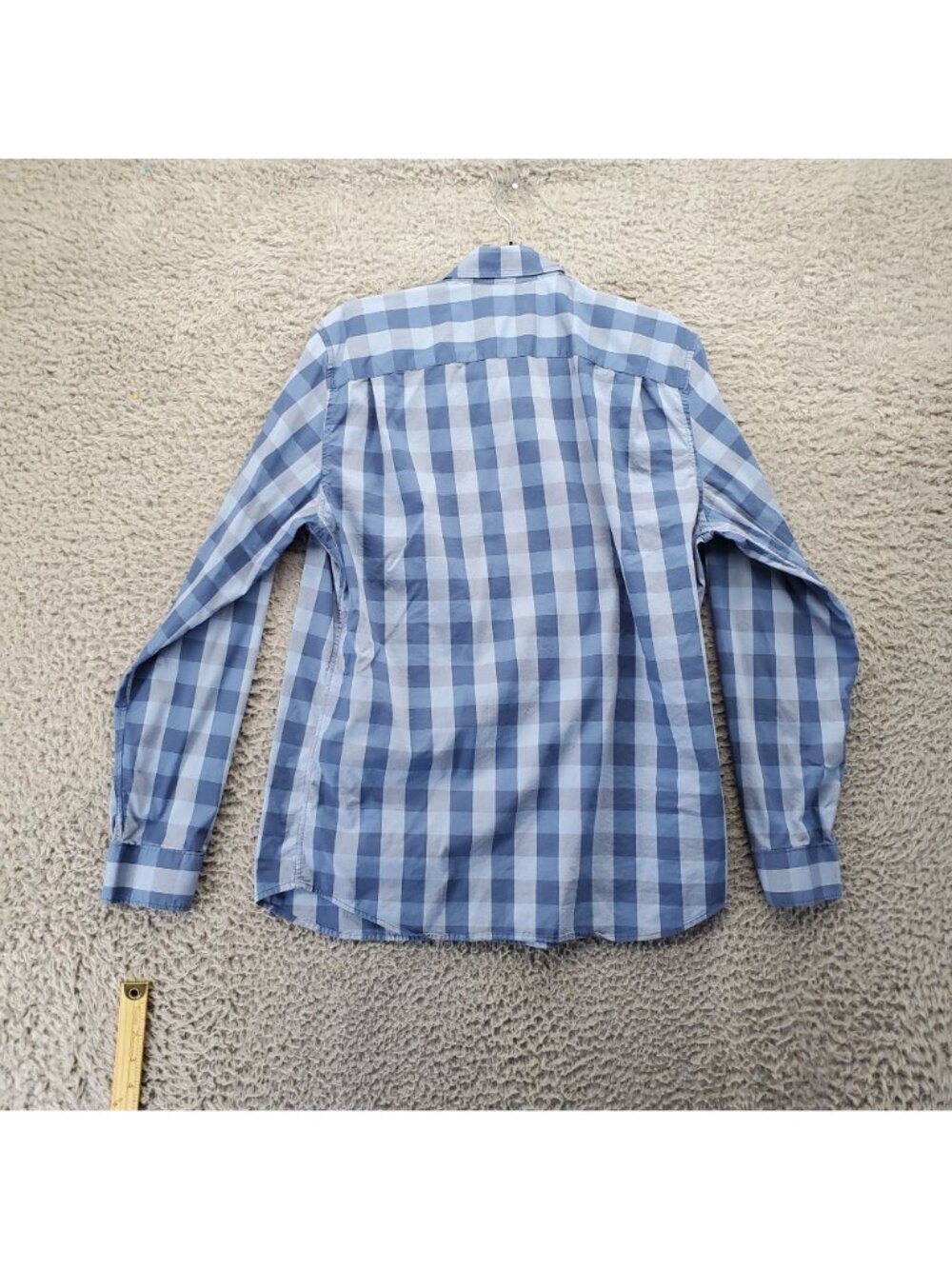 Gap Shirt Mens Medium Blue Gingham Check Standard Fit Long Sleeve Cotton - Picture 8 of 9
